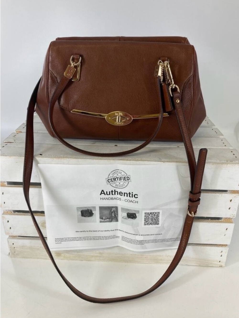 Coach Vintage Madison Chestnut Brown Leather Shoulder Bag with Gold Hardware